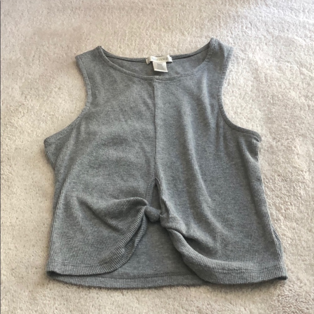Grey Ribbed Croptop with Keyhole